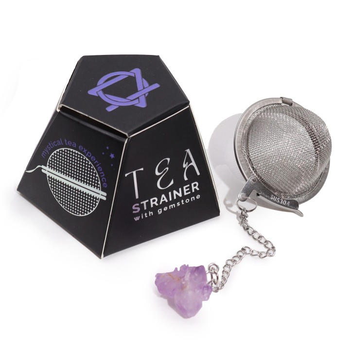 Raw Crystal Gemstone Tea Strainer - Amethyst Cluster - zdjęcie produktu