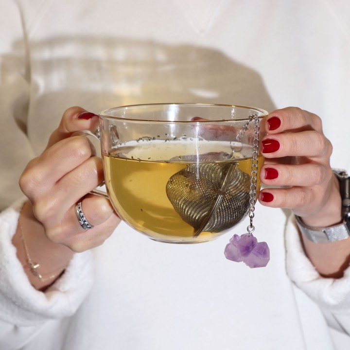 Raw Crystal Gemstone Tea Strainer - Gold Tiger's Eye - zdjęcie produktu