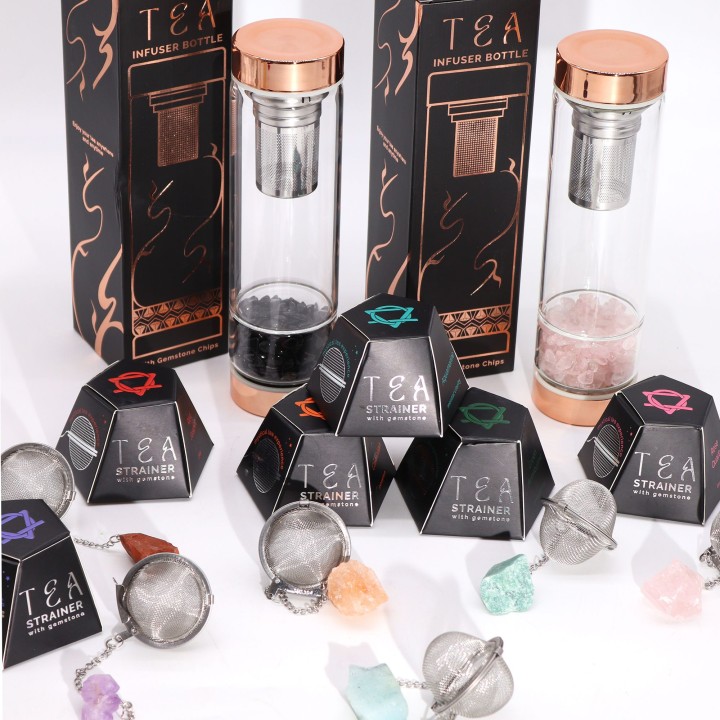 Raw Crystal Gemstone Tea Strainer - Gold Tiger's Eye - zdjęcie produktu