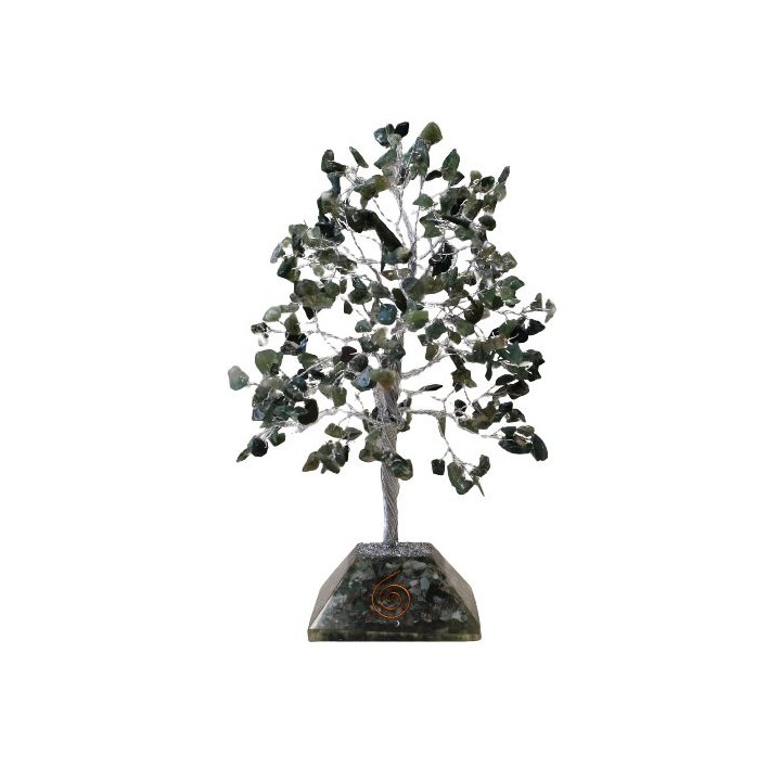 Gemstone Tree with Orgonite Base - 320 Stones - Moss Agate - zdjęcie produktu