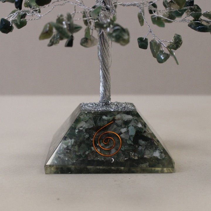 Gemstone Tree with Orgonite Base - 320 Stones - Moss Agate - zdjęcie produktu