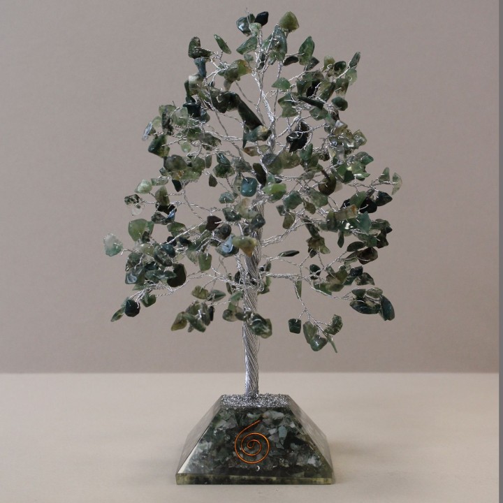 Gemstone Tree with Orgonite Base - 320 Stones - Moss Agate - zdjęcie produktu