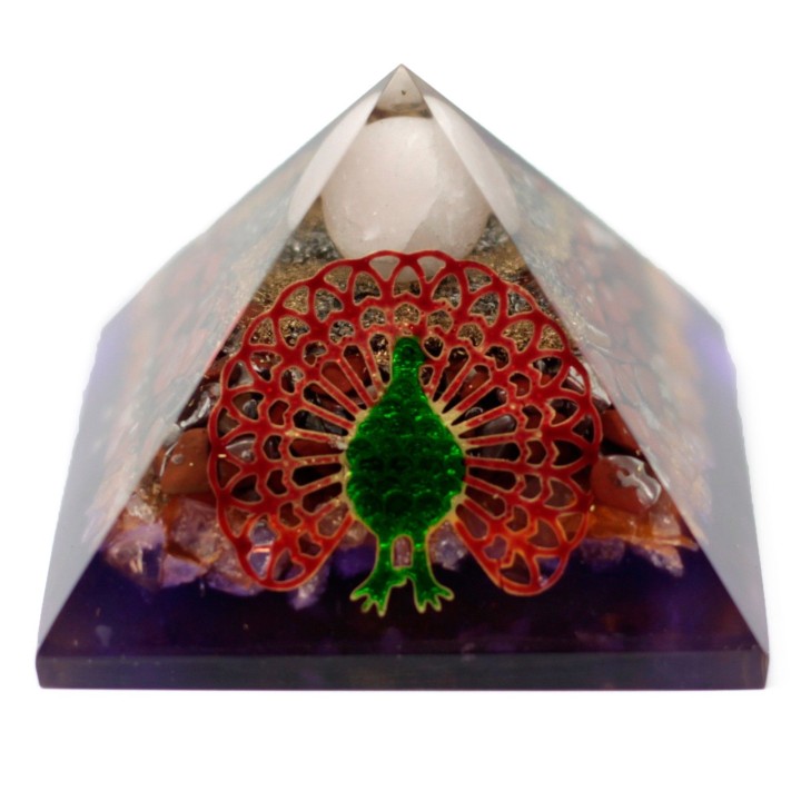 Lrg Organite Pyramid 70 mm - Peacock (earth base) - zdjęcie produktu