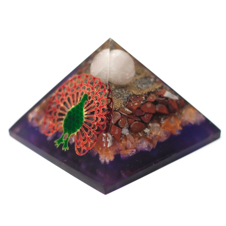 Lrg Organite Pyramid 70 mm - Peacock (earth base) - zdjęcie produktu