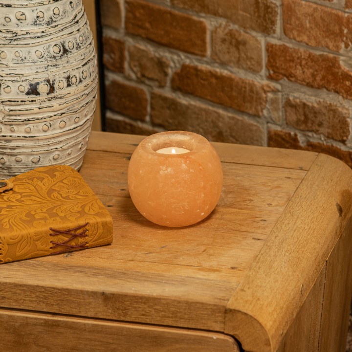 Himalayan Salt Candle Holder - Round - zdjęcie produktu