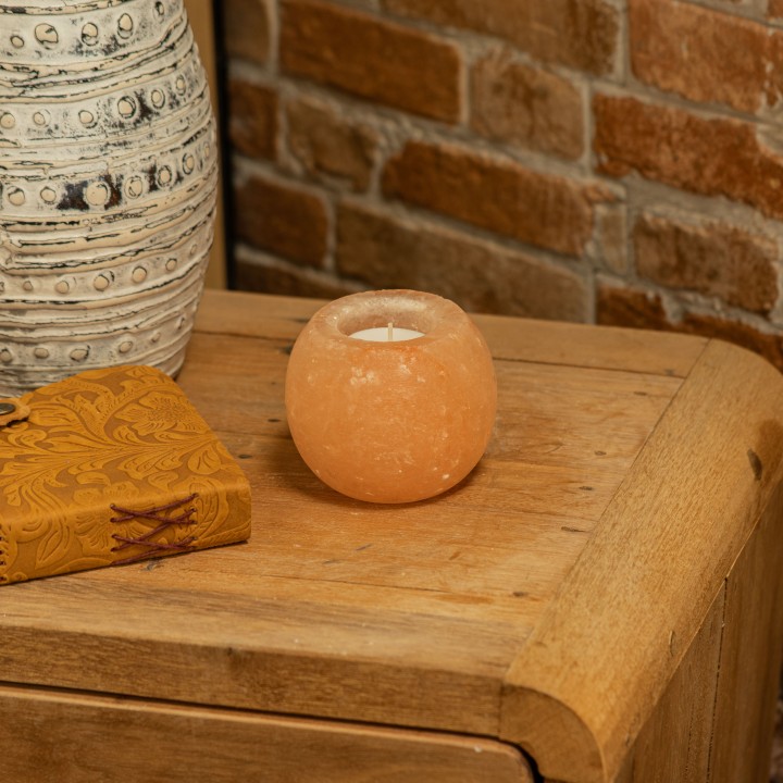 Himalayan Salt Candle Holder - Round - zdjęcie produktu