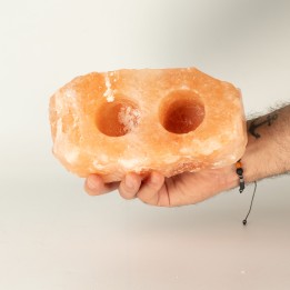 Himalayan Salt Candle Holder - 2 holes - zdjęcie produktu