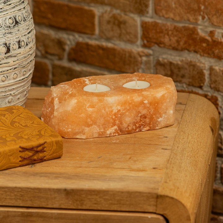 Himalayan Salt Candle Holder - 2 holes - zdjęcie produktu