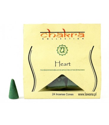 Kadzidła stożkowe HEART na 4 czakrę  24 sztuki Song of India 