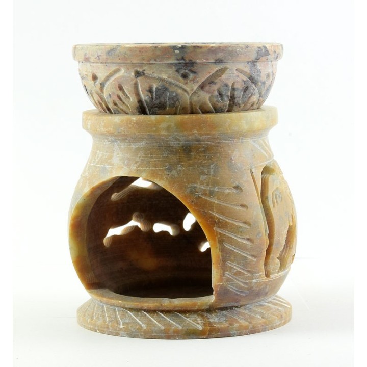 Kominek do olejków eterycznych/ Świecznik zapachowy z kamienia mydlanego wys 8cm szer 6cm