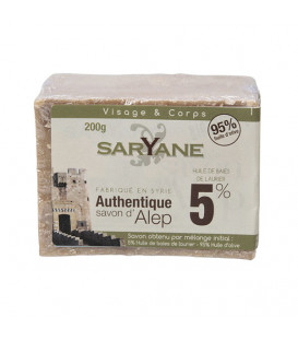 Tradycyjne mydło Aleppo 200g - 5% oleju laurowego, 95% oliwy z oliwek Saryane