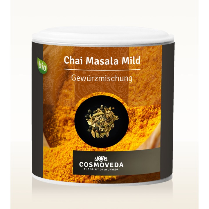 Masala Chai łagodna mieszkanka przypraw do indyjskiej herbaty  ORGANICZNA 80g Cosmoveda