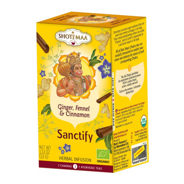 Herbata na 3. czakrę (Sanctify: imbir, koper włoski i cynamon) 16 torebek, Shoti Maa 