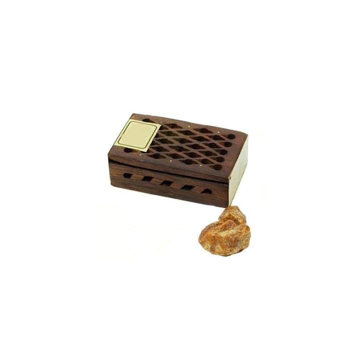 5 g. Oudh Amber Fragrant Rock Perfume in Wooden Box Inlaid with Brass Plate RE05-OOM