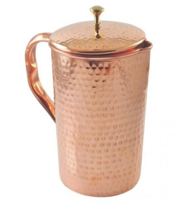 COPPER HAMMERED JUG (BRASS KNOB) 1litr [SE 252]