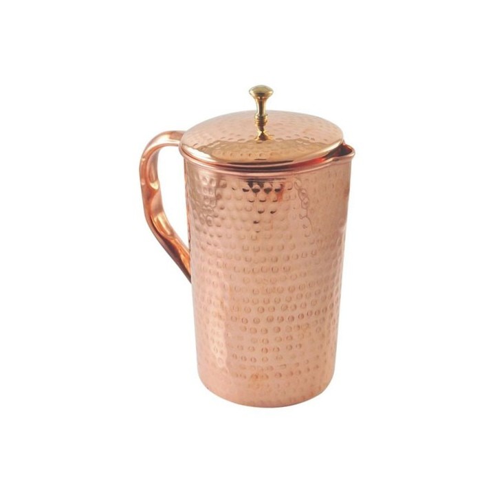 COPPER HAMMERED JUG (BRASS KNOB) 1litr [SE 252]