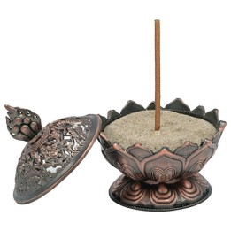 Incense burner Lotus copper colour -- 7.8x6.9x6.9 cm