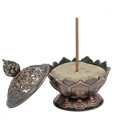 Incense burner Lotus copper colour -- 7.8x6.9x6.9 cm