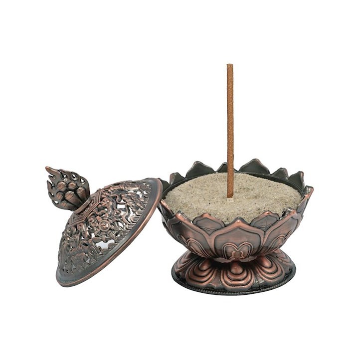 Incense burner Lotus copper colour -- 7.8x6.9x6.9 cm