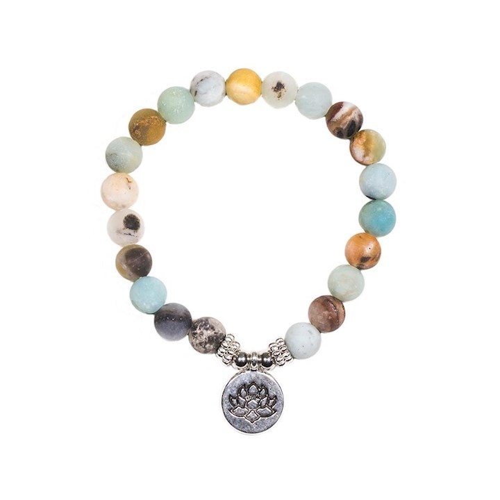 Mala/bracelet amazon stone elastic with lotus -- 0.8 cm