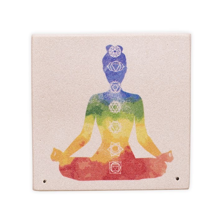 Incense burner sandstone 7 chakra -- 10x10 cm