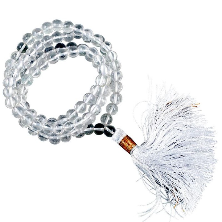 Mala Rock Crystal AA quality 108 beads 6 mms + bag -- 0.6 cm