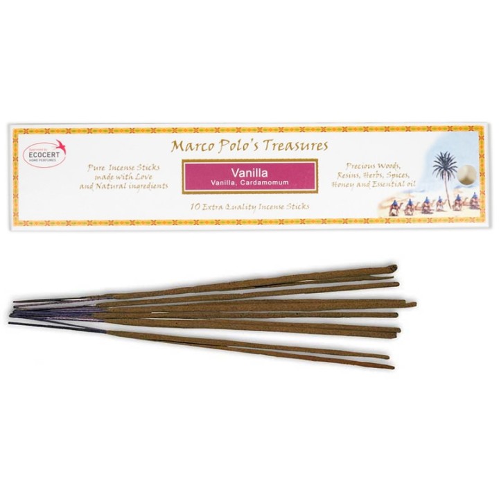 Kadzidło Vanilla waniliowe - 10szt. patyczków, 30 g Marco Polo's Treasures - ECOCERT