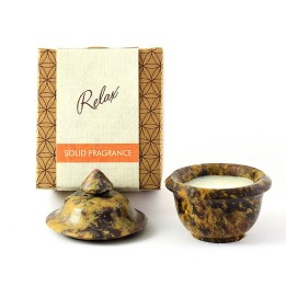8 g. Solid Perfume in Smooth Stone Jars in Khaki Box Buddha Delight