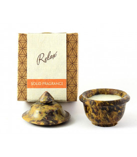 8 g. Solid Perfume in Smooth Stone Jars in Khaki Box Buddha Delight
