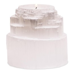 Świecznik z Selenitu Wodospad 600 g r 8x8 cm (Maroko)