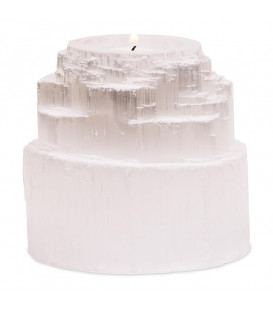 Świecznik z Selenitu Wodospad 600 g r 8x8 cm (Maroko)
