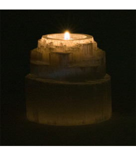Świecznik z Selenitu Wodospad 600 g r 8x8 cm (Maroko)