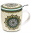 Kubek Oriental "Mandala Green" do herbaty z pokrywką i zaparzaczem ze stali nierdzewnej Gift Box