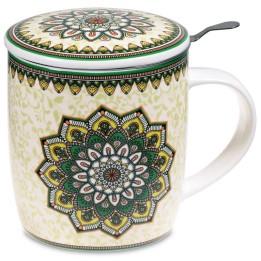 Kubek Oriental "Mandala Green" do herbaty z pokrywką i zaparzaczem ze stali nierdzewnej Gift Box