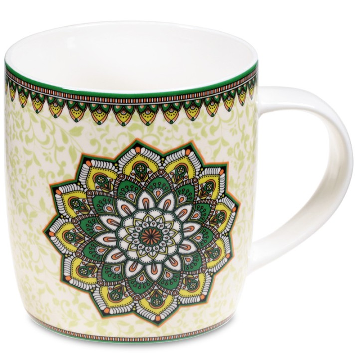 Kubek Oriental "Mandala Green" do herbaty z pokrywką i zaparzaczem ze stali nierdzewnej Gift Box