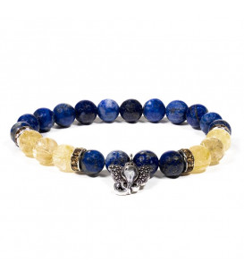 Bransoletka lapis lazuli/kwarc rutylowany z zawieszką z Ganeshem