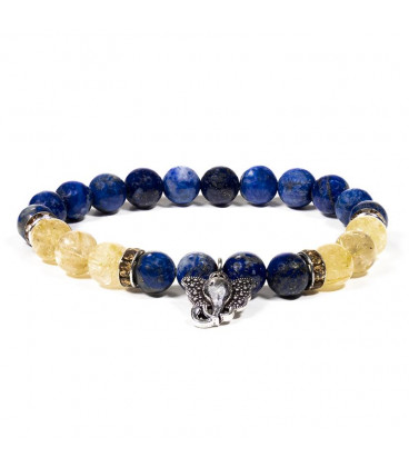 Bransoletka lapis lazuli/kwarc rutylowany z zawieszką z Ganeshem