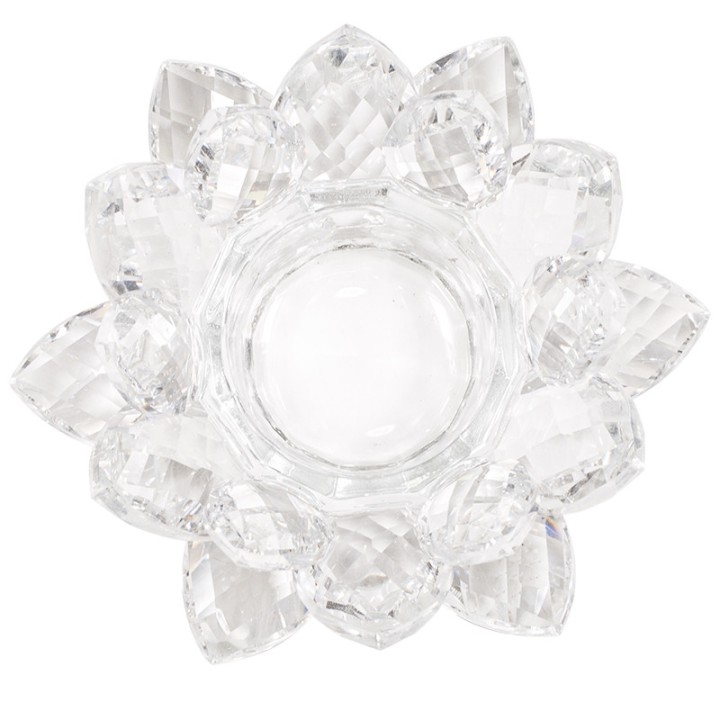 Elegancki świecznik KRYSZTAŁOWY KWIAT LOTOSU 11cm ŚREDNI