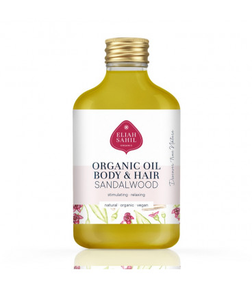 BIO Olejek do ciała i włosów Pobudzający i Relaksujący Migdały & Drzewo Sandałowe organiczny 100ml Eliah Sahil