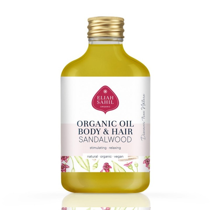 BIO Olejek do ciała i włosów Pobudzający i Relaksujący Migdały & Drzewo Sandałowe organiczny 100ml Eliah Sahil