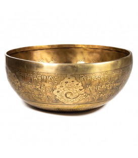 Misa Tybetańska ze zdobieniami OHM ręcznie rzeźbiona 700-850 g śr. 16 cm