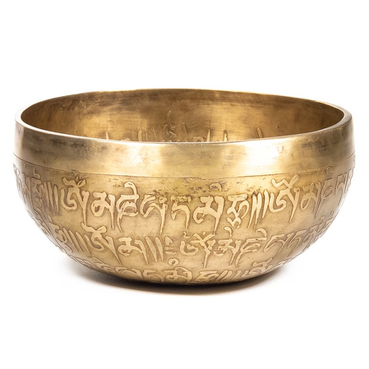 Misa Tybetańska ze zdobieniami OHM ręcznie rzeźbiona 700-850 g śr. 16 cm