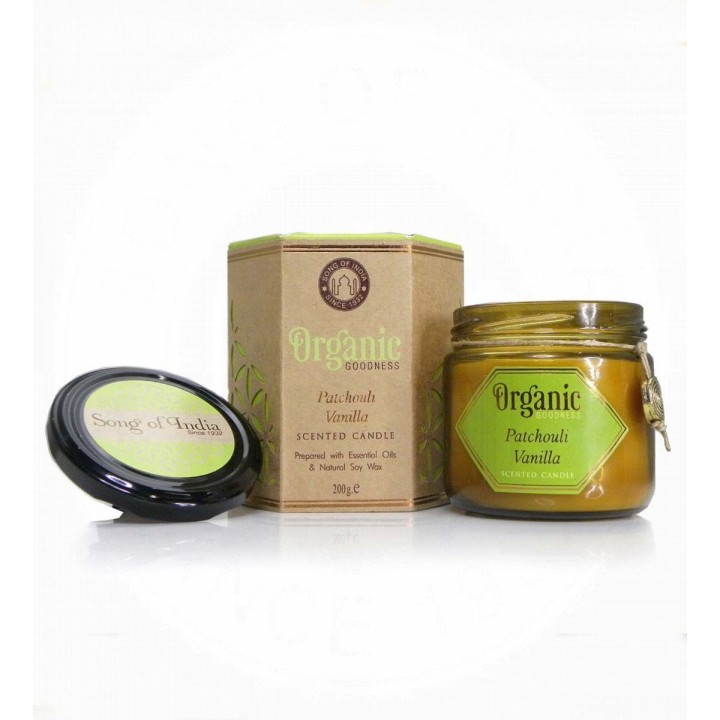 200 g. Organic Goodness Soy Candle in Amber Colored Patchouli Vanilla
