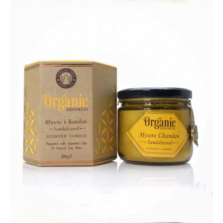 200 g. Organic Goodness Soy Candle in Amber Colored Sandalwood