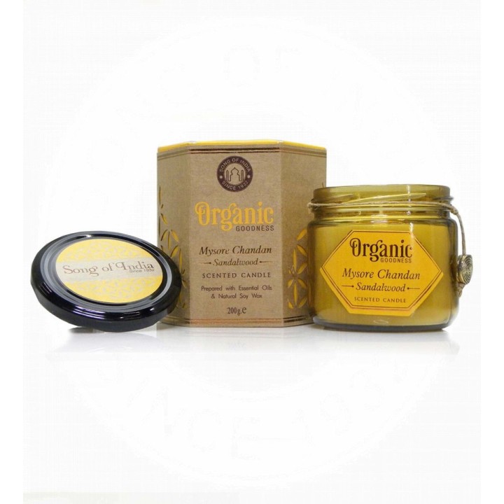200 g. Organic Goodness Soy Candle in Amber Colored Sandalwood