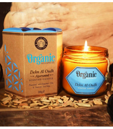 200 g. Organic Goodness Soy Candle in Amber Colored Agarwood