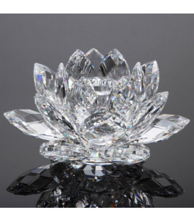 Elegancki świecznik KRYSZTAŁOWY KWIAT LOTOSU 11cm ŚREDNI