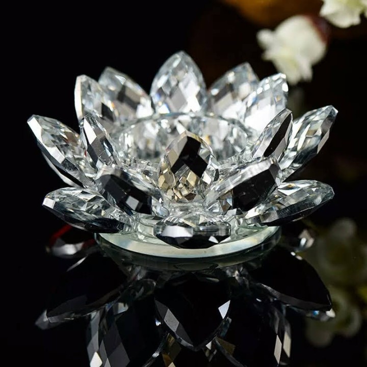 Lotus candle holder crystal M  4.5x11 cm