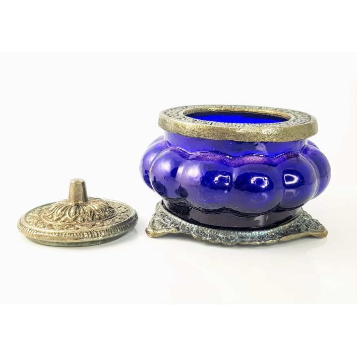 Świeca Ręcznie Robiona w szkle z orientalnym motywem - Kwiat Nag Champa - Song of India