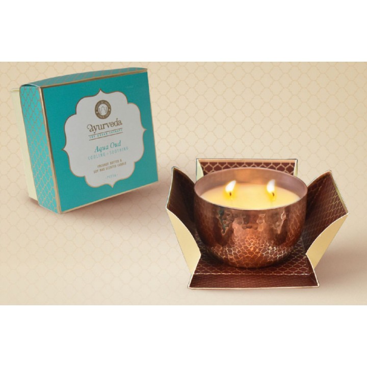 200 g. Luxurious Veda Scented Candle in Copper Plated Aqua Oud (Pitta)